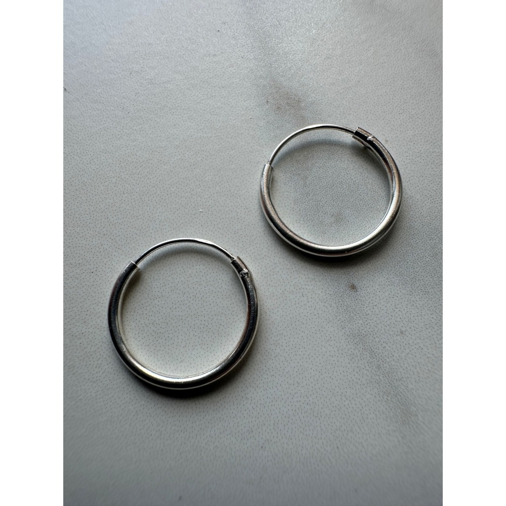 Sterling Silver 925 Hoop Earrings Small‎ Round Sleeper High Polish Minimalist